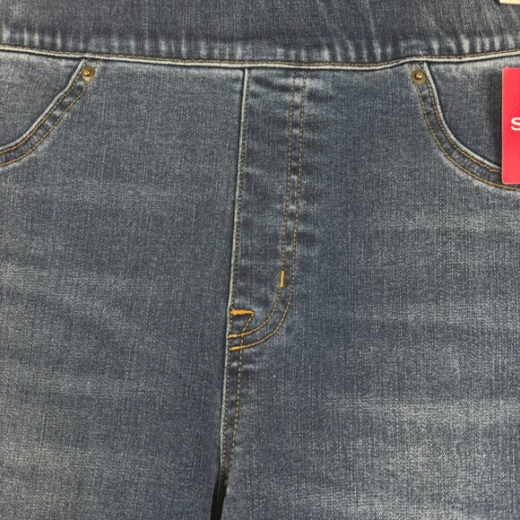 Spanx Distressed Skinny Jeans Large Tall Blue Cotton Blend Stretch NWT PT-2664 - Picture 4 of 15